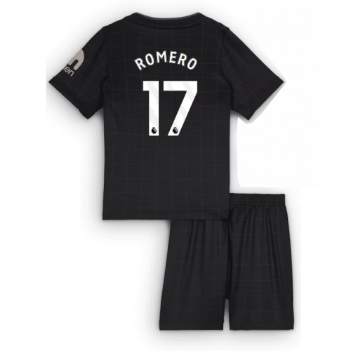 Stroje piłkarskie Tottenham Hotspur Cristian Romero #17 Koszulka Wyjazdowej dla dzieci 2025-26 Krótki Rękaw (+ szorty)